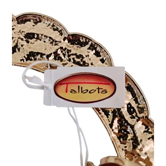 NEW Talbots Gold Tone Feather Choker Collar Bib Statement Necklace Lobster Clasp - Picture 5 of 5